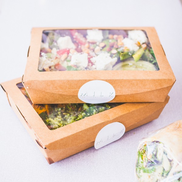 #01VWSALAD Vegware™ 32-ounce Compostable Kraft Window Food Boxes